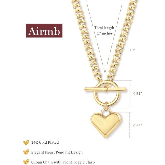 Women's Gold Plated Trendy Heart Choker Lover Pendant Hypoallergenic Fashion - Picture 5 of 7